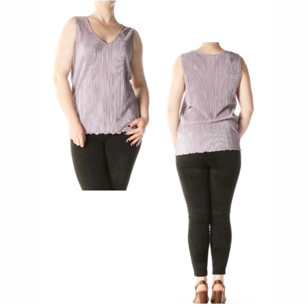Banana Republic Pleated V-Neck Tank Top Women XS Purple 873213-01